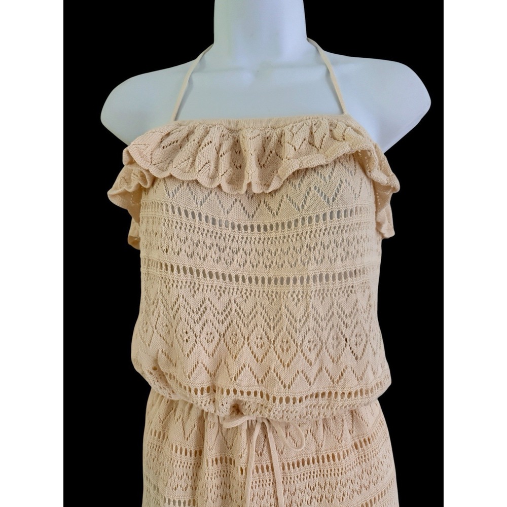 Bash Ba&sh Halter Dress L Cream Crochet Knit Maxi Cotton Boho Beach NWOT Beach - Picture 3 of 15